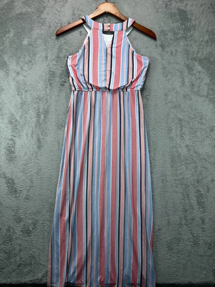 Trixxi Three Pink Hearts Maxi Dress Juniors Large Pink Stripe IVOCORAL Sleeveles - Image 4 of 4