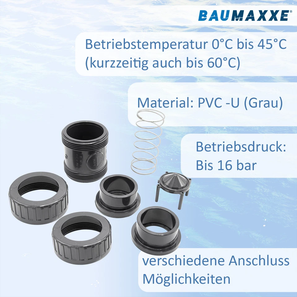 Kegelrückschlagventil PVC-U federbelastet I 50mm I 1 1/2 Zoll - Bild 3 von 4
