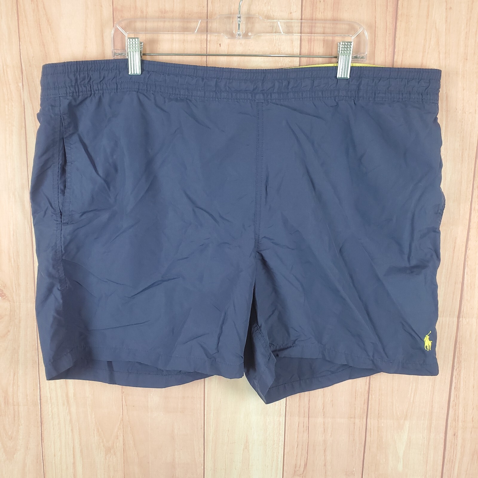 Vintage Polo Ralph Lauren Mens Swimsuit Sz 2XL Navy Lined Drawstring Trunks