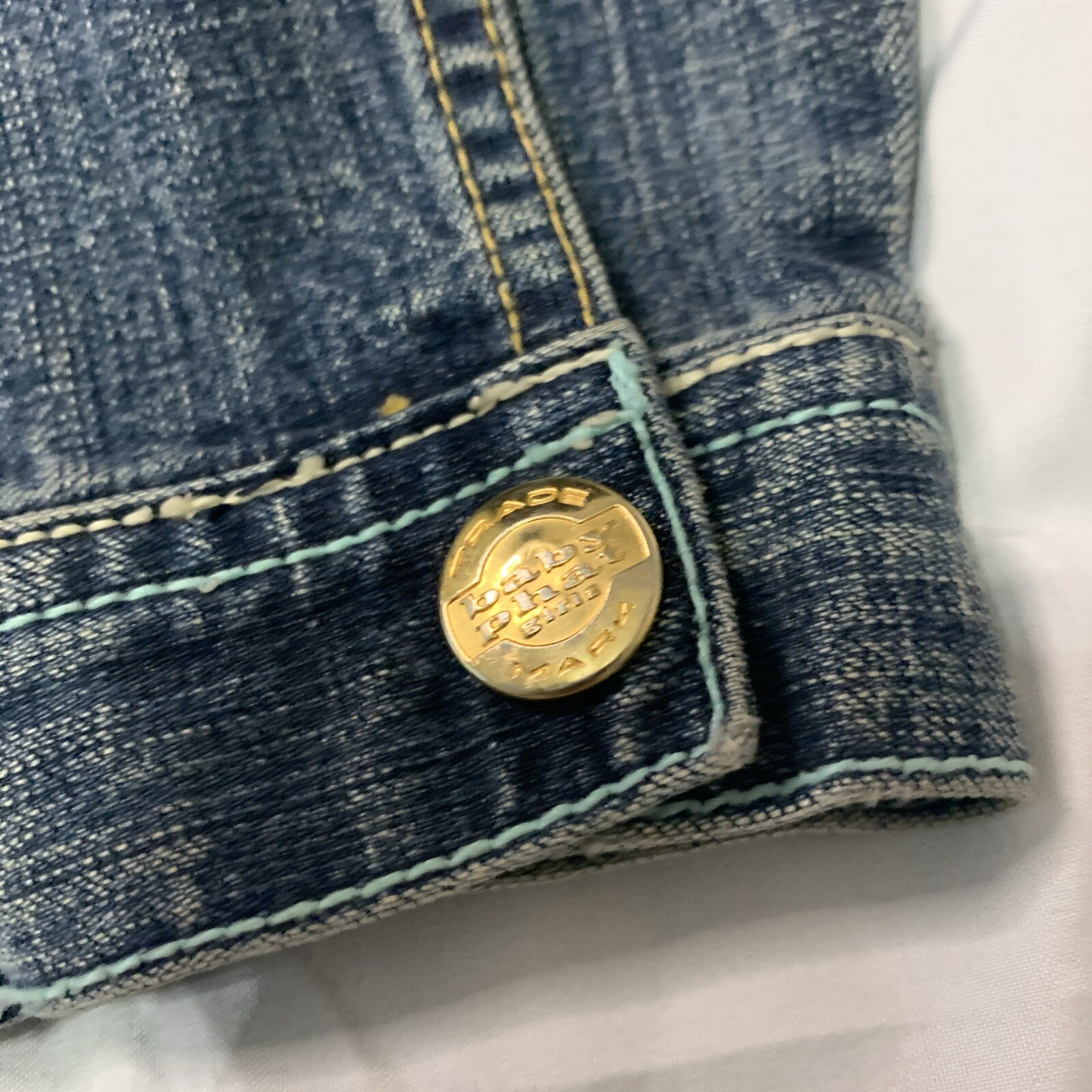 Baby Phat Vintage Y2K Jean Jacket Girls Size 7 Rare Embroiled Logo Front & Back image 10