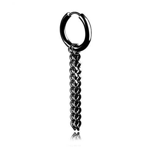 Punk Earring Black Silver Surgical Titanium pendant men women earrings D10mm - Picture 13 of 61