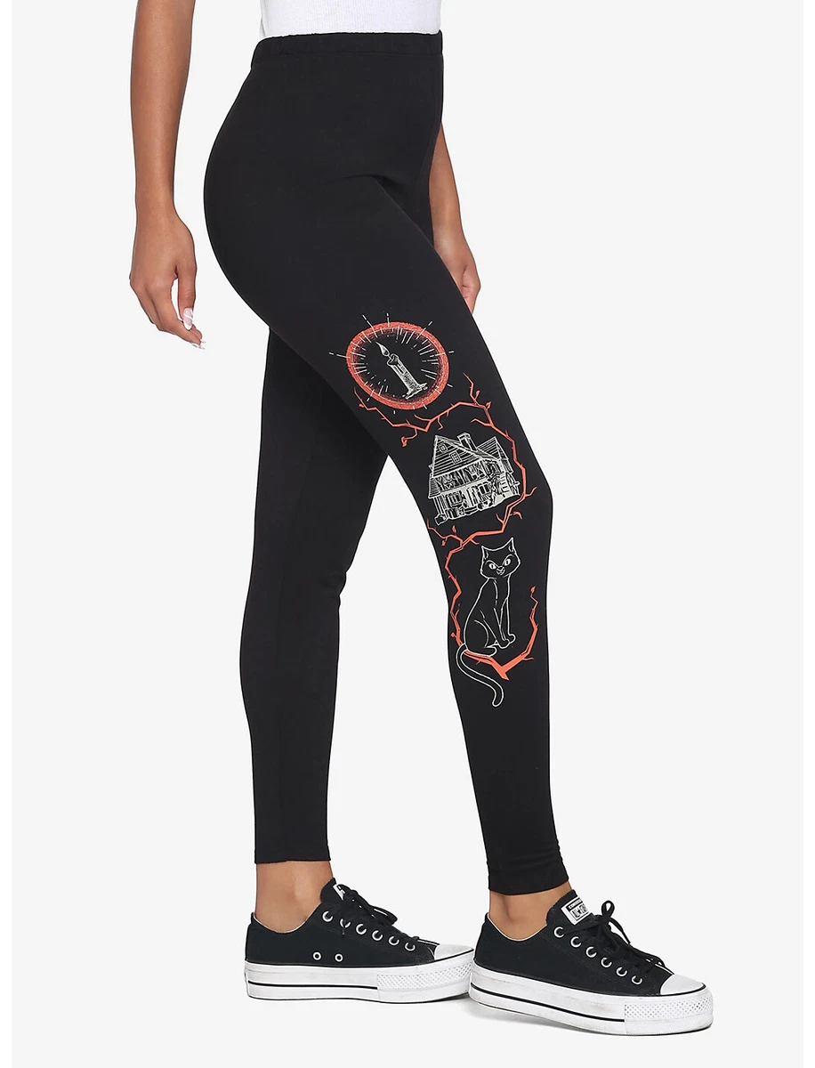 DISNEY HOCUS POCUS LIGHTNING WITCH SYMBOLS LEGGING PANTS NWT MD BINX CAT