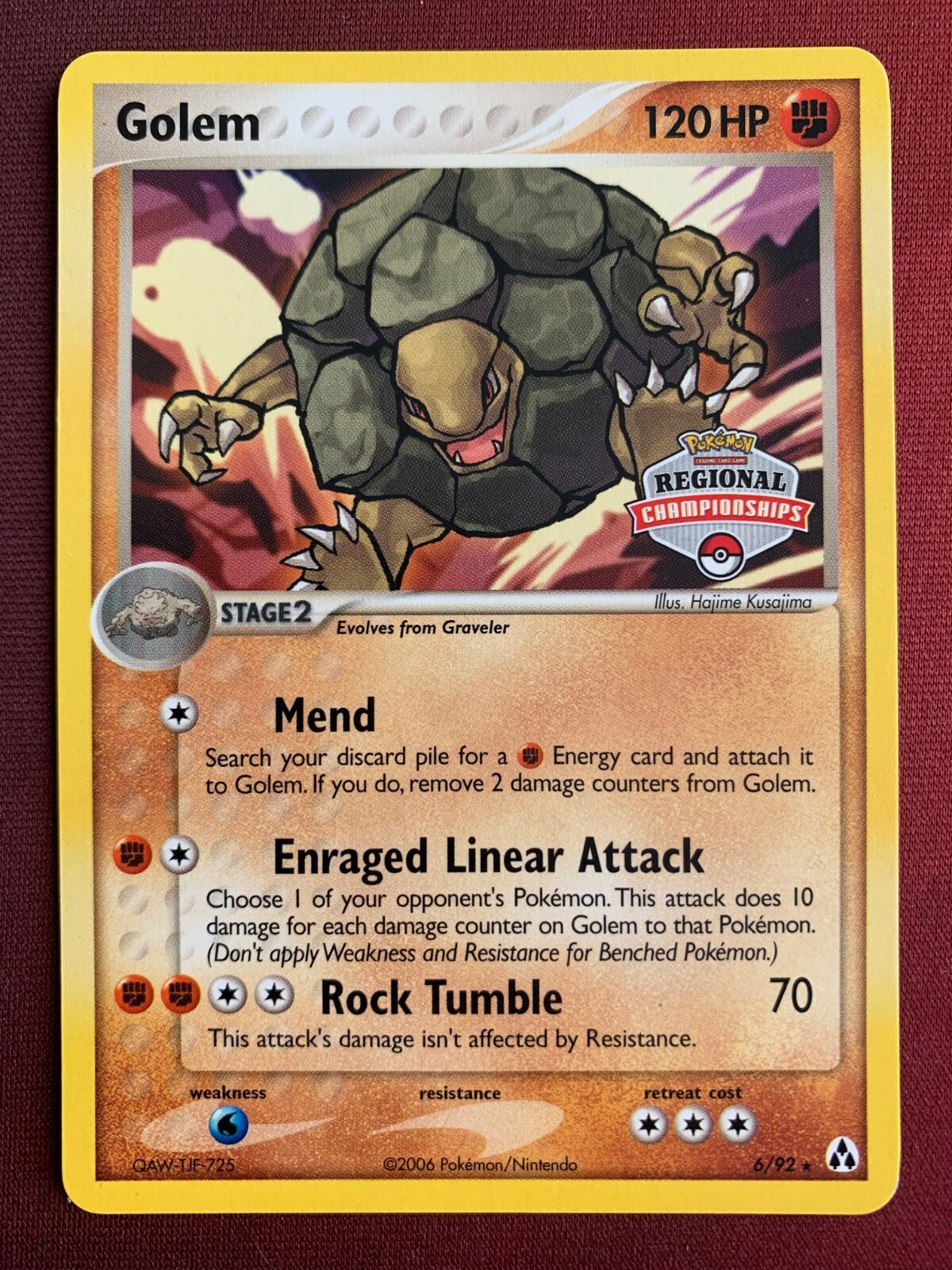 GOLEM 6/92 EX Legend Maker REGIONAL CHAMPIONSHIPS PROMO rare Pokemon card NM