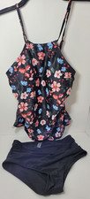 Women's Two Piece Swimwear Set Multicolor Flower Print size Medium