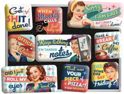 Nostalgic-Art - Retro 9 piece fridge magnet set - Office Fun