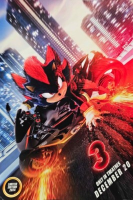 Sonic the Hedgehog 3 Shadow Poster (AMC Theaters EXCLUSIVE) & 4 Sticker Sheets