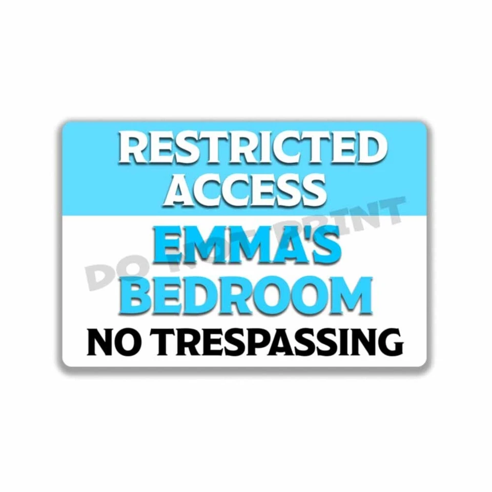 Olivia Girls Bedroom Personalized Room Blue RESTRICTED ACCESS Metal Sign 8x12 - Image 4 of 4