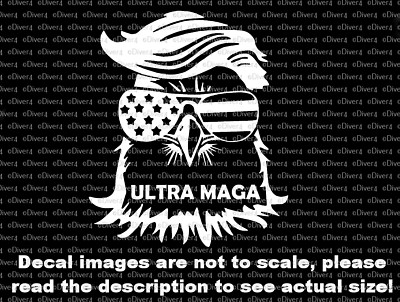 Eagle Head with Trump Hair and US Flag Sun Glasses ULTRA MAGA Decal USA Made 