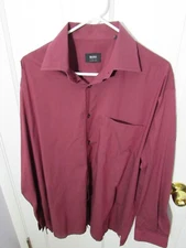 HUGO BOSS Men's Burgandy Long Sleeve Button Down Shirt $145 Sz 16 32/33