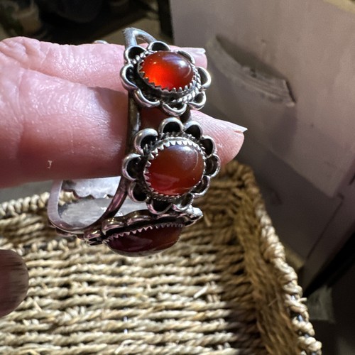 Navajo Ken Mcneilley Cuff Bracelet Carnelian Sterling Silver Native American 7" - Picture 3 of 8