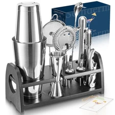 Pro Cocktail Shaker Set Mixology Bartender Kit- Extra Thick Stainless Steel B...