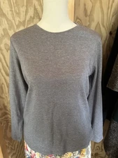 Charter Club Heather Gray Long Sleeve Scoop Neck T-Shirt 100% Cotton Size M