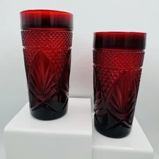 Luminarc Vintage Ruby Red Cristal D'Arques France Set Of 2 Glasses Tumblers