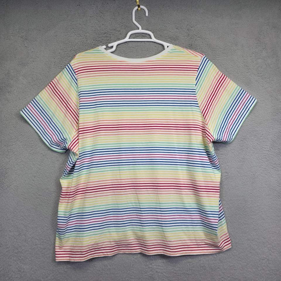 Lands End Top Lote de 4 Mujeres 3X Blanco Multi Arco Iris Rayas Floral Paisley Camiseta Foto 3 de 4