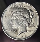 1924 P Peace Dollar AU+ . 1 Cent Auction