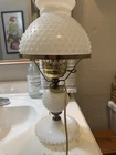 Vintage Hobnail Milk Glass Table Lamp Brass Base Decorative Parts Repair As-Is