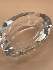 Vintage Ceska Czech Crystal Glass Trinket Dish Signed