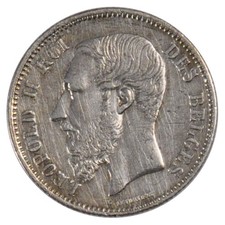 [#57196] Coin, Belgium, Leopold II, 50 Centimes, 1866, AU, Silver, KM:26
