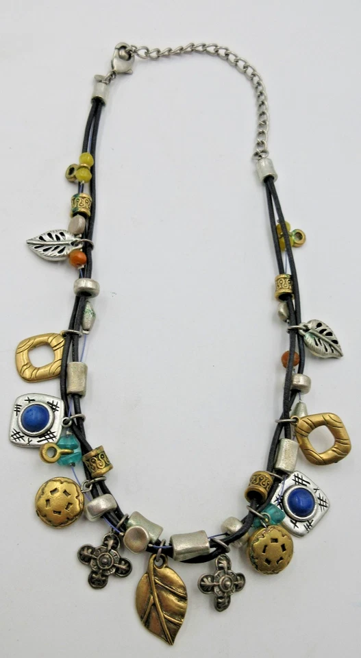 CHICOS MODERNOS DE COLECCIÓN? Collar Hoja 20" ADJ GARGANTILLA Tono Oro Plata Dije Foto 2 de 4