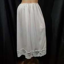 Vintage VASSARETTE Half Slip Skirt WHITE SATIN NYLON Lacey  11105 SIZE XL