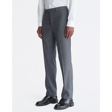 Calvin Klein Men's Solid Gray Wool Slim Fit Infinite Dress Pants Size 40W 30L