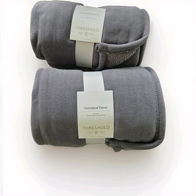 Threshold Reversible Chenille/Faux Shearling Throw Blanket Gray 50x70 OEKO-TEX