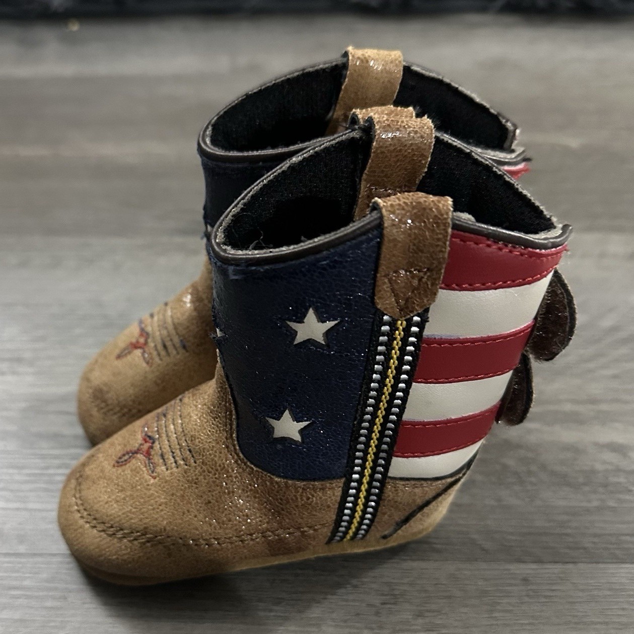 Boot barn Baby cowboy Bootie Brown Suede American Flag Stars