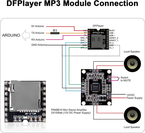 DFPlayer MP3 Module 3 Stück Mini Dfplayer Player Master Module TF Karte U Disk - Bild 5 von 7