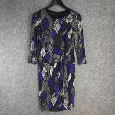 Nine West Dress Womens 2 Blue Black Long Sleeve Stretch Round Neck 13403