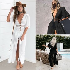Women's Bathing Suit Cover Up Lace Boho Beach Maxi Summer Bikini Sundress Dress