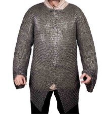 Mittelalter 9mm flach vernietet Kettenhemd R&uuml;stung 2XL Kost&uuml;m Reenactment LARP