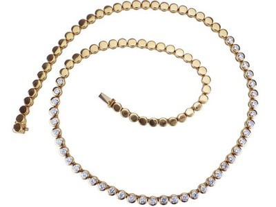 C. F. Bucherer 750 Gelb Gold 3,00 ct Brillant Diamant Tennis Memory Collier!
