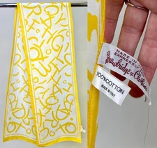 Vintage Designer Strawbridge and Clothier Cotton Yellow and White Scarf Novelty
