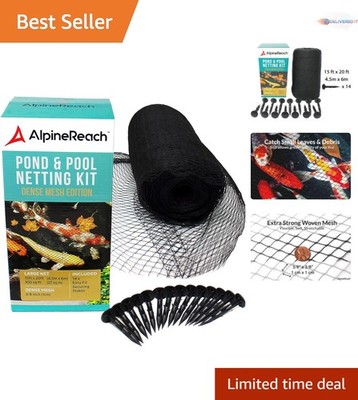 Koi Pond Netting Kit 15x20ft Black Heavy Duty Mesh Cover Protects Fish Debris