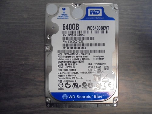 WesternDigital WD6400BEVT,  2,5 Zoll, 640GB SATA III Interne Festplatte