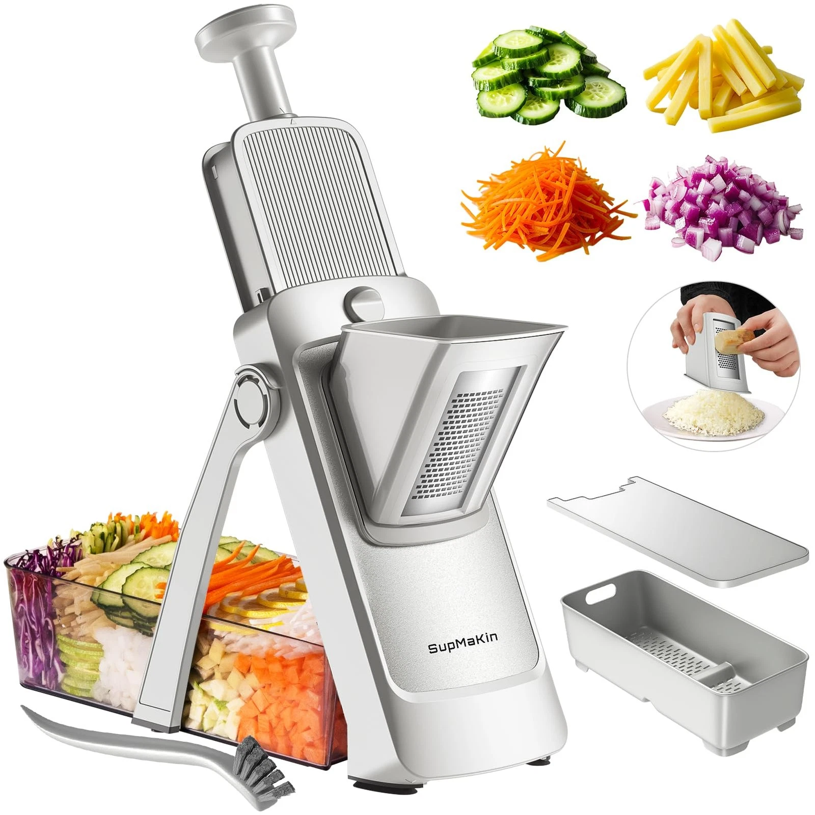 Safe Mandoline Slicer, Adjustable Vegetable Food Slicer and Chopper, Potato F...