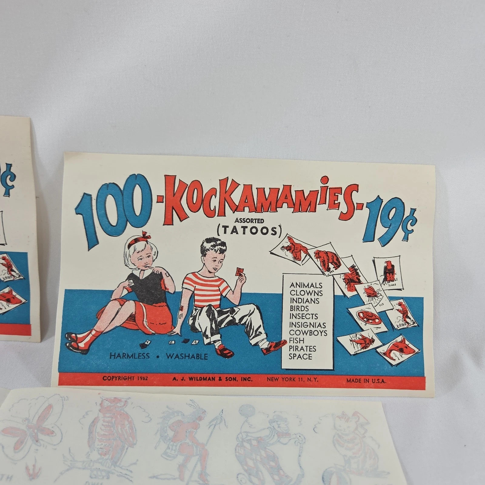 Vintage 1962 Washable Tattoo Sheet Kockamamies - A.J. Wildman NY USA - NEW NOS - product detail image 19