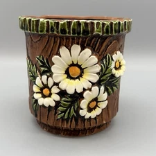 Vintage Josef Originals Tree bark Daisy Planter