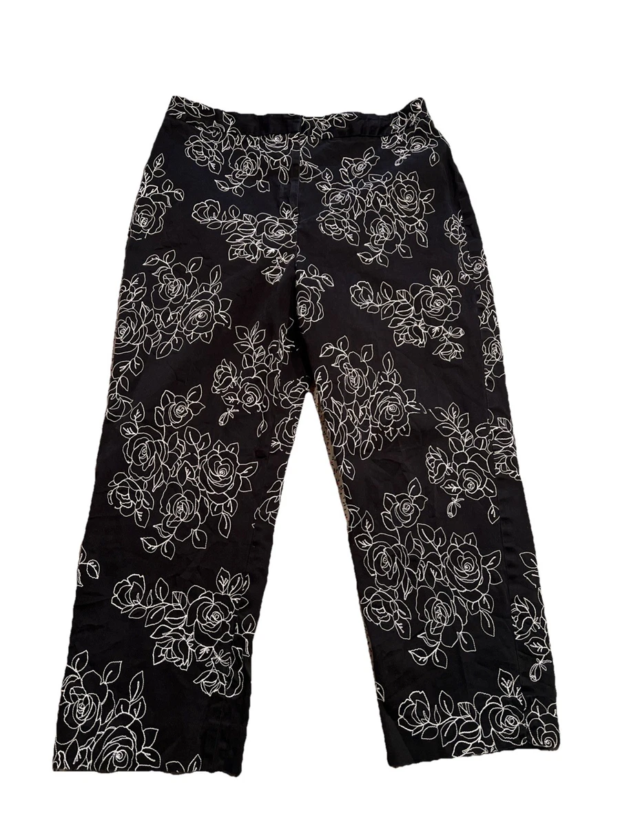 Pantalon Jones New York Signature 12P Brodé Coton Stretch Fleuri – Crop