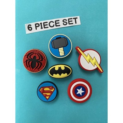 6x Marvel Avengers Jibbitz Crocs Schuh Charms Hulk Thor Spiderman Batman Superman