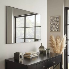 Image of Wall Mirror Islington Rectangular BlackFrame Modern Contemporary H 90cm x L 60cm