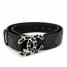 AUTH CHANEL WOMEN'S MATELASSE CHAIN COCO MARK BELT 75/30 CHANEL B25V F/S