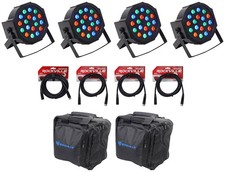  4 Rockville RockPAR50 LED RGB Par Can DJ/Club DMX Wash Lights Cables Bags