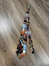 Nicole Miller 1992 Men's Tie Silk Colorful Multi-Sports Theme Basketball Golf
