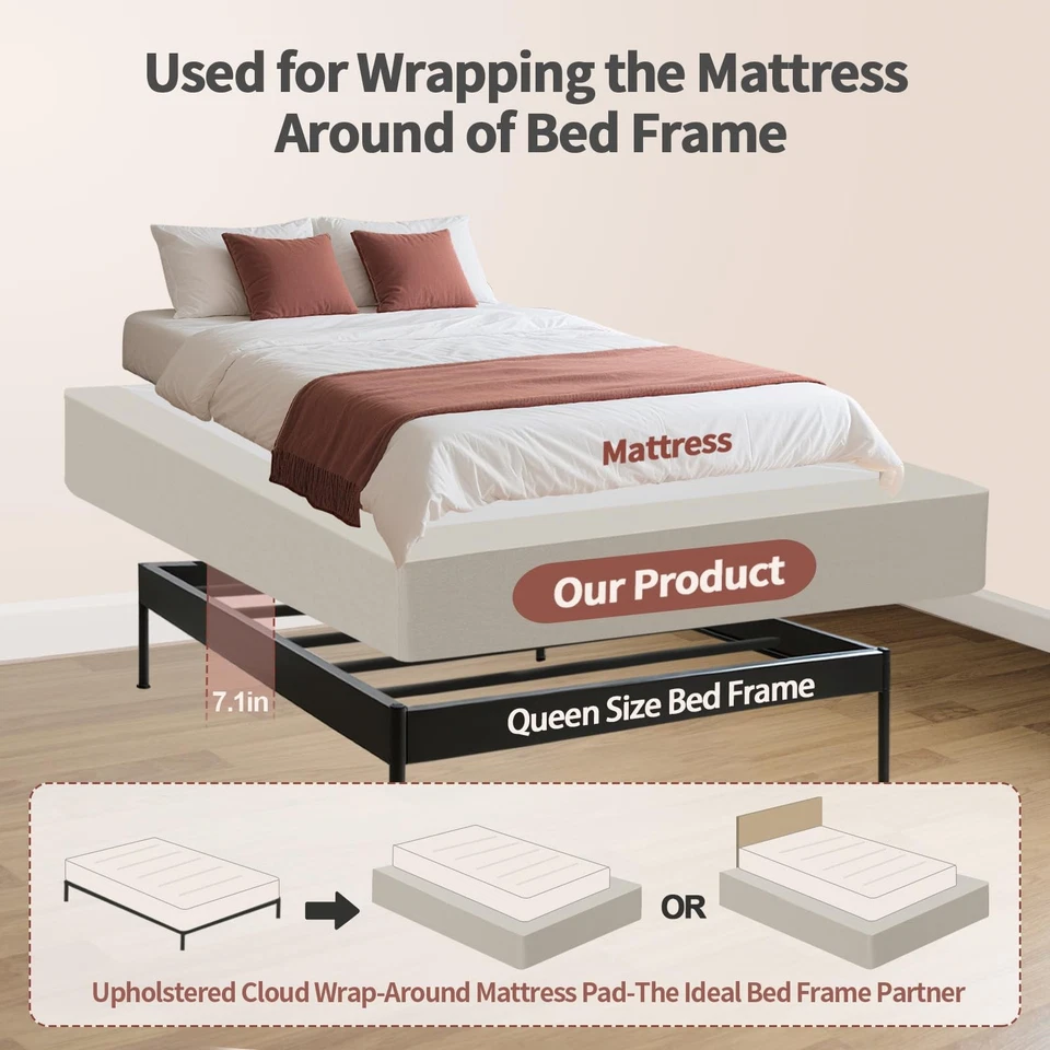 Cama Armação Parceiro-Queen Size Plataforma Estofada Nuvem Macia, Protetor Puff E... - Imagem 2 de 4