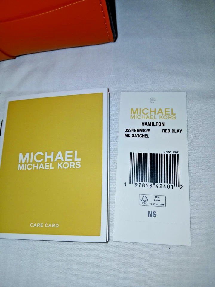 Michael Kors Hamilton 托特包,红粘土皮革(如橙色),金色装饰,状况完好 — 第 3/4 张图片
