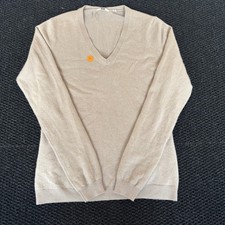 Uniqlo Women's V Neck Long Sleeve 100 Cashmere Pullover Sweater Beige Size M