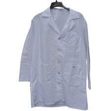 MEDLINE Doctor Lab Coat Collared White Button Up Long Sleeve 36.5"L Womens 46 E