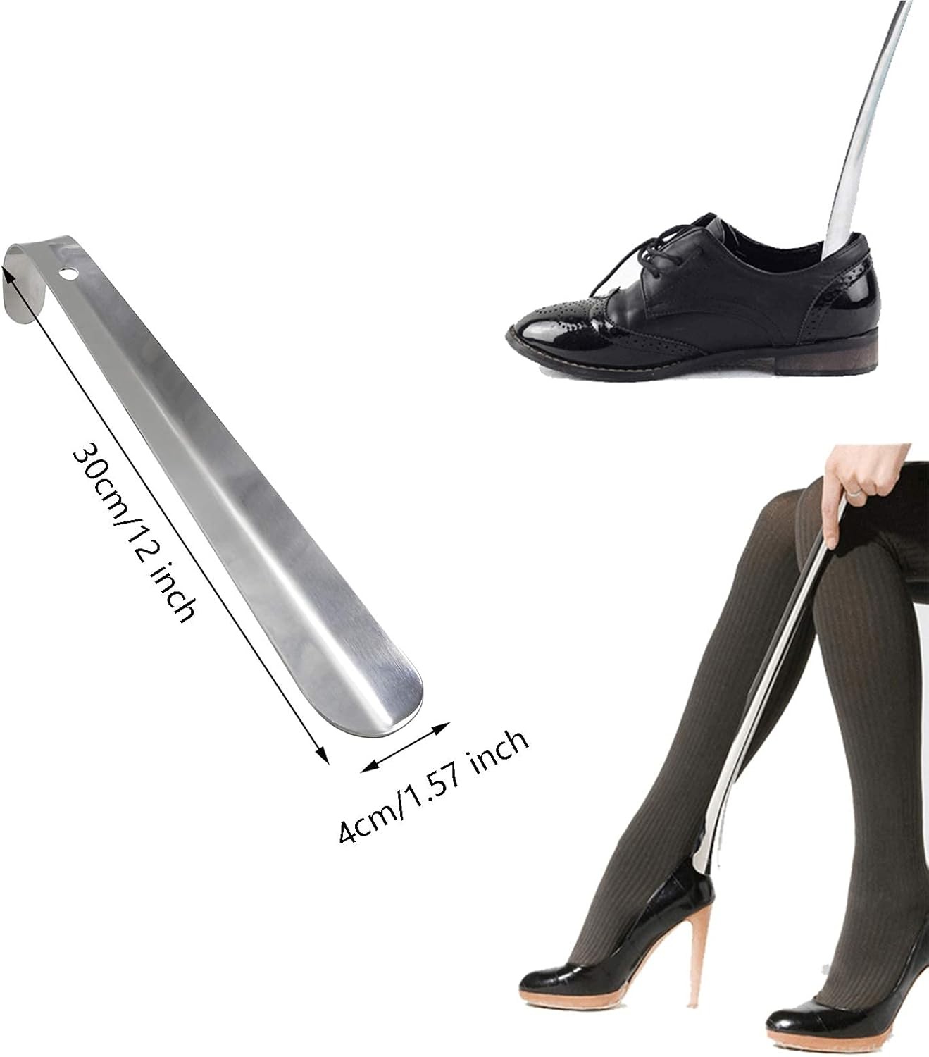 Shoe Horn Long Handle for Seniors 2 Pack,Metal Long Shoehorn for Extra