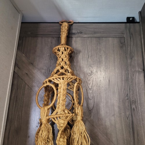 Woven Macrame Plant Hanger Vintage 70s Boho 96" Metal Rings, $119 - Photo 5